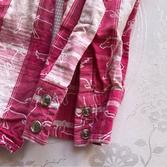 Rodeo Girl By Lin Western Style Pink/White Plaid Shirt Girls Size M Embroidered - Picture 13 of 16